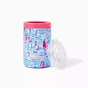 NEW Lilly Pulitzer Sailboat Print Zanzibar Blue Tumbler Boatylicious 11.8 oz.